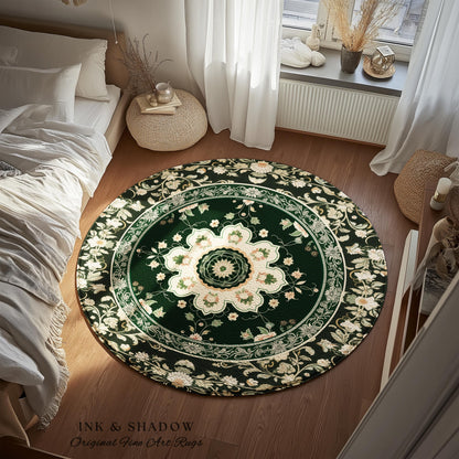 Castlecore Ornate Area Rug | Romantic Baroque Interior Antique Room Aesthetic Art Nouveau Influence Gothic Maximalist Floral Home Accent |