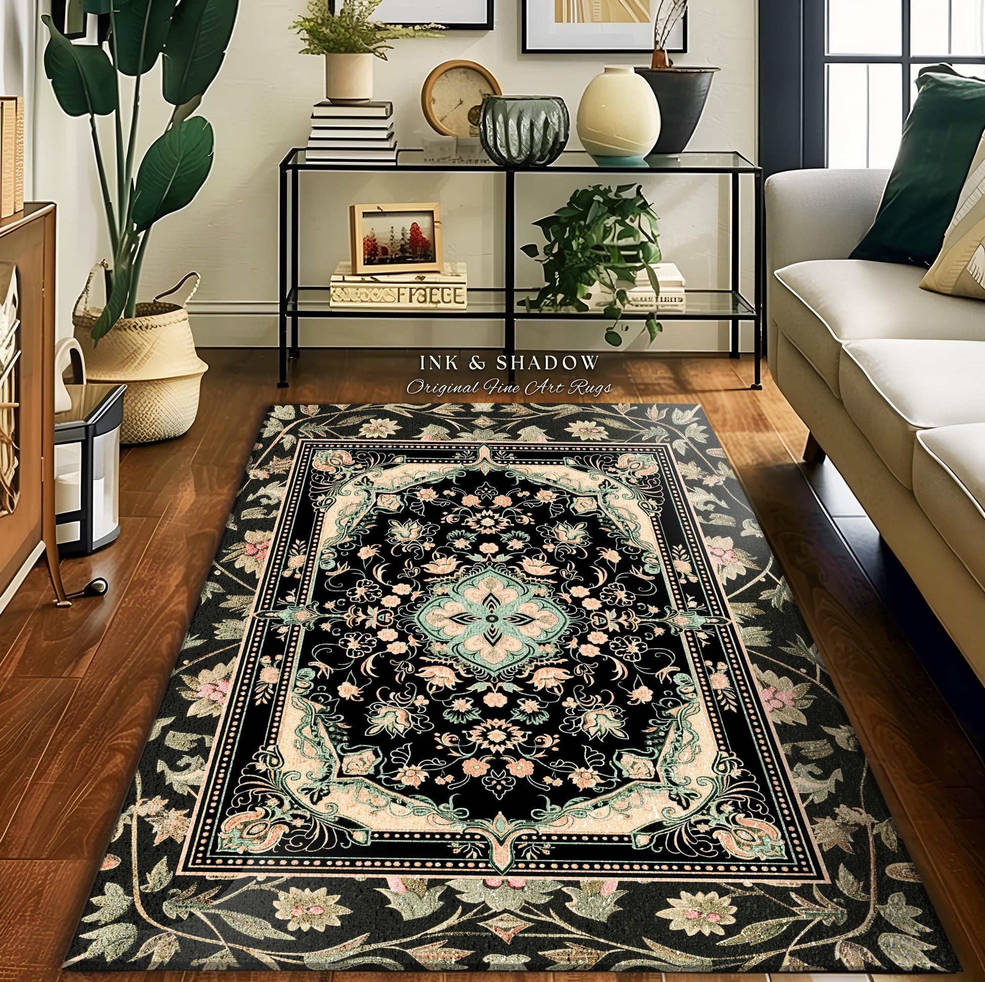 Fairytale Gothic Home Accent Rug | Ornate Baroque Aesthetic Antique Interior Art Nouveau Revival Moody Academic Detailing Victorian Detail