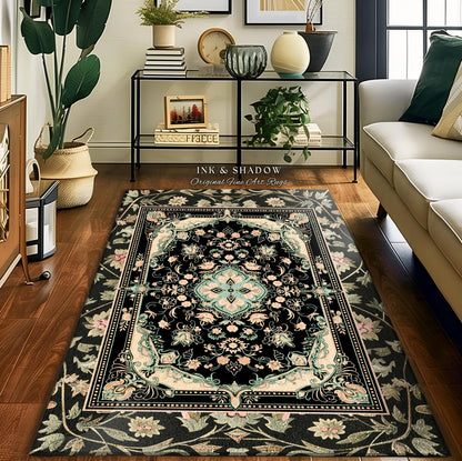 Fairytale Gothic Home Accent Rug | Ornate Baroque Aesthetic Antique Interior Art Nouveau Revival Moody Academic Detailing Victorian Detail