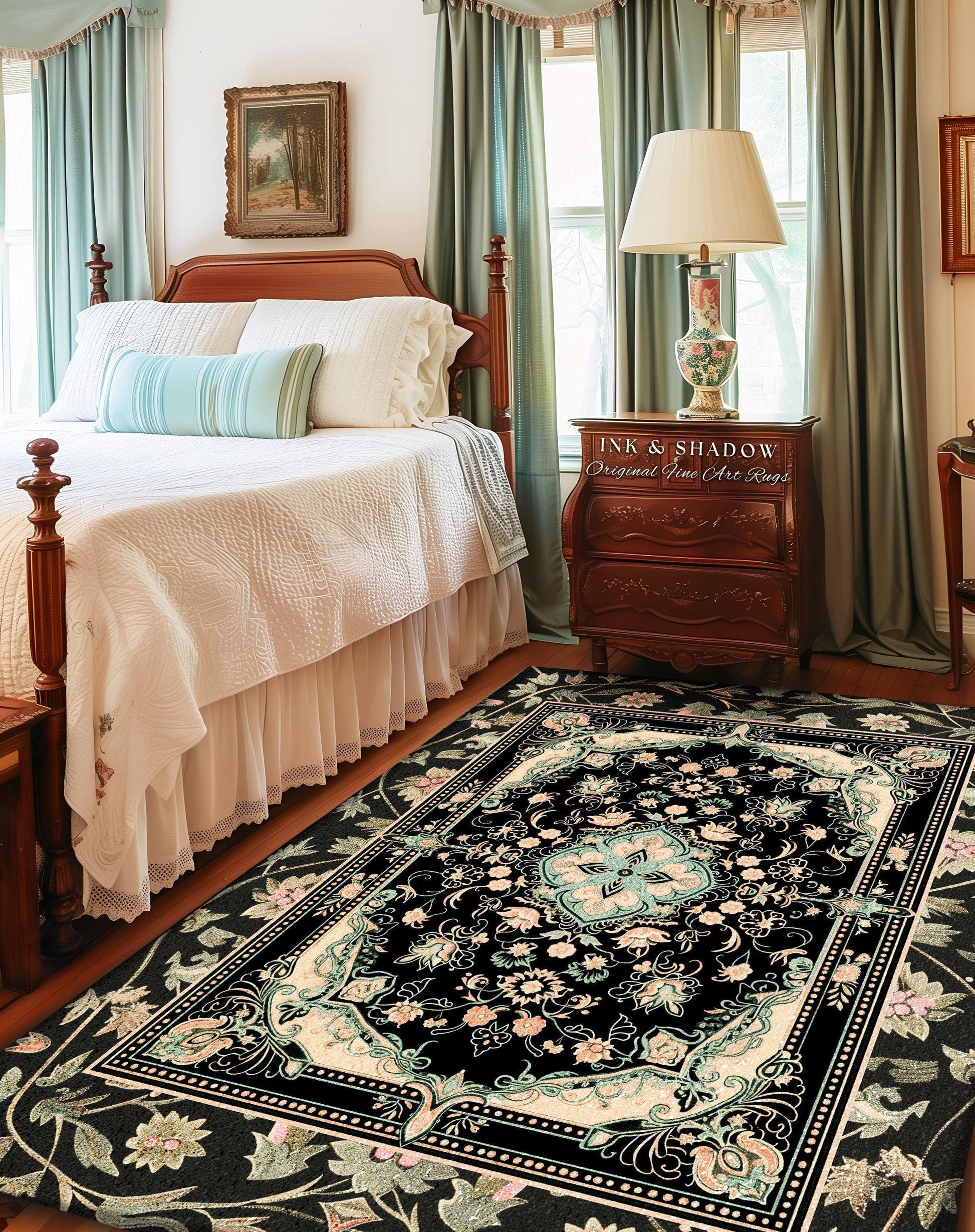 Fairytale Gothic Home Accent Rug | Ornate Baroque Aesthetic Antique Interior Art Nouveau Revival Moody Academic Detailing Victorian Detail