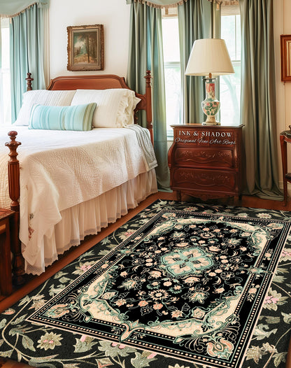 Fairytale Gothic Home Accent Rug | Ornate Baroque Aesthetic Antique Interior Art Nouveau Revival Moody Academic Detailing Victorian Detail