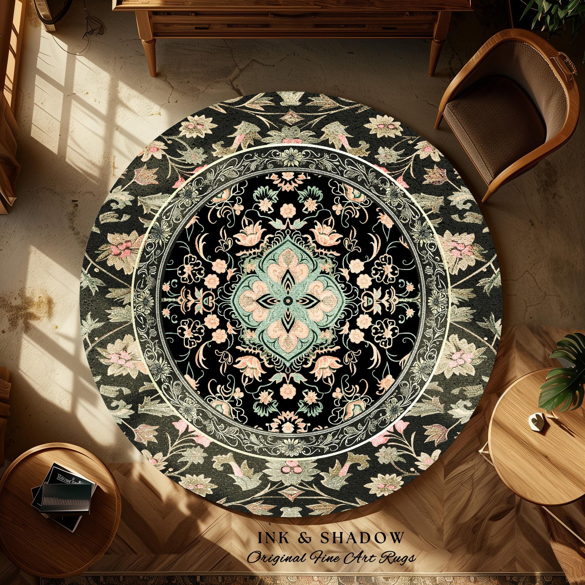 Fairytale Gothic Home Accent Rug | Ornate Baroque Aesthetic Antique Interior Art Nouveau Revival Moody Academic Detailing Victorian Detail