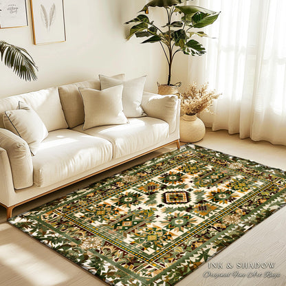 Desert Inspired Accent Rug | Warm Neutral Pattern Modern Boho Look Earthy Interior Soft Lines Muted Color Area Rug Faded Midcentury Appeal