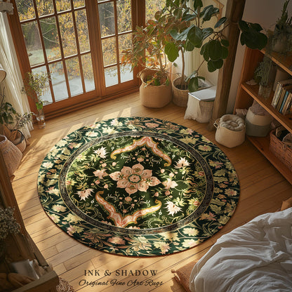 Baroque Elegance Ornate Accent Rug | Whimsical Bohemian Area Rug Classical Ornamental Style Victorian Floral Elegance Art Deco Bedroom Boho