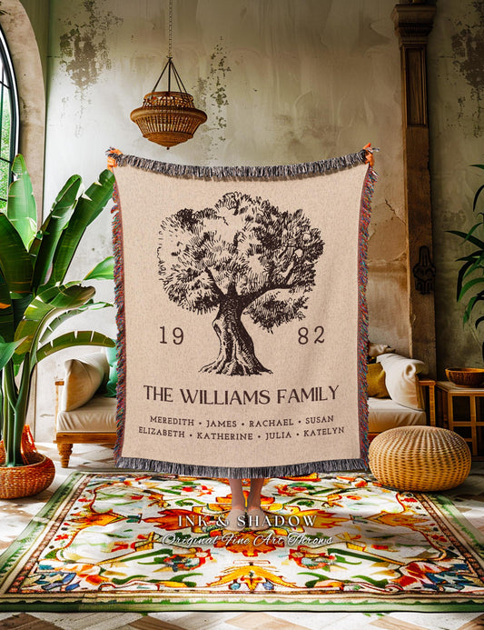 Anniversary Gift Personalized Family Tree Wall Art Blanket Custom Family Gift Meaningful | Wedding Gift Sentimental Gift for Mother in Law |