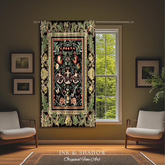 Forestcore Moody Maximalism Pomegranate Curtains Earthy Whimsigoth Aesthetic, Floral Fairycore Grunge Medieval Nature Inspired Drapes Gothic