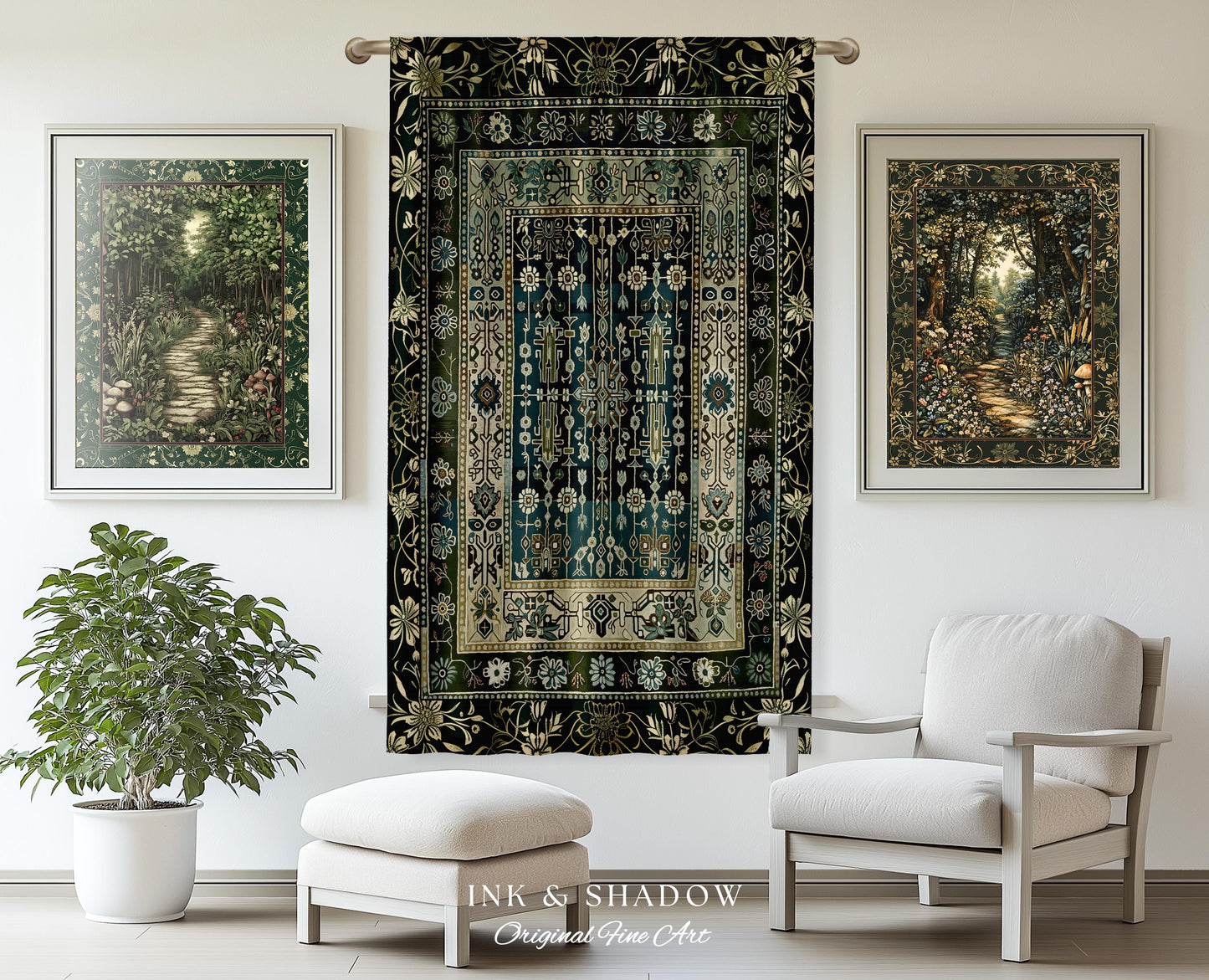 Sage Green Boho Curtains | Aesthetic Living Room Pastel Blue Home Decor Rustic Housewarming Gift Cottagecore Forest Green Bedroom Panel |
