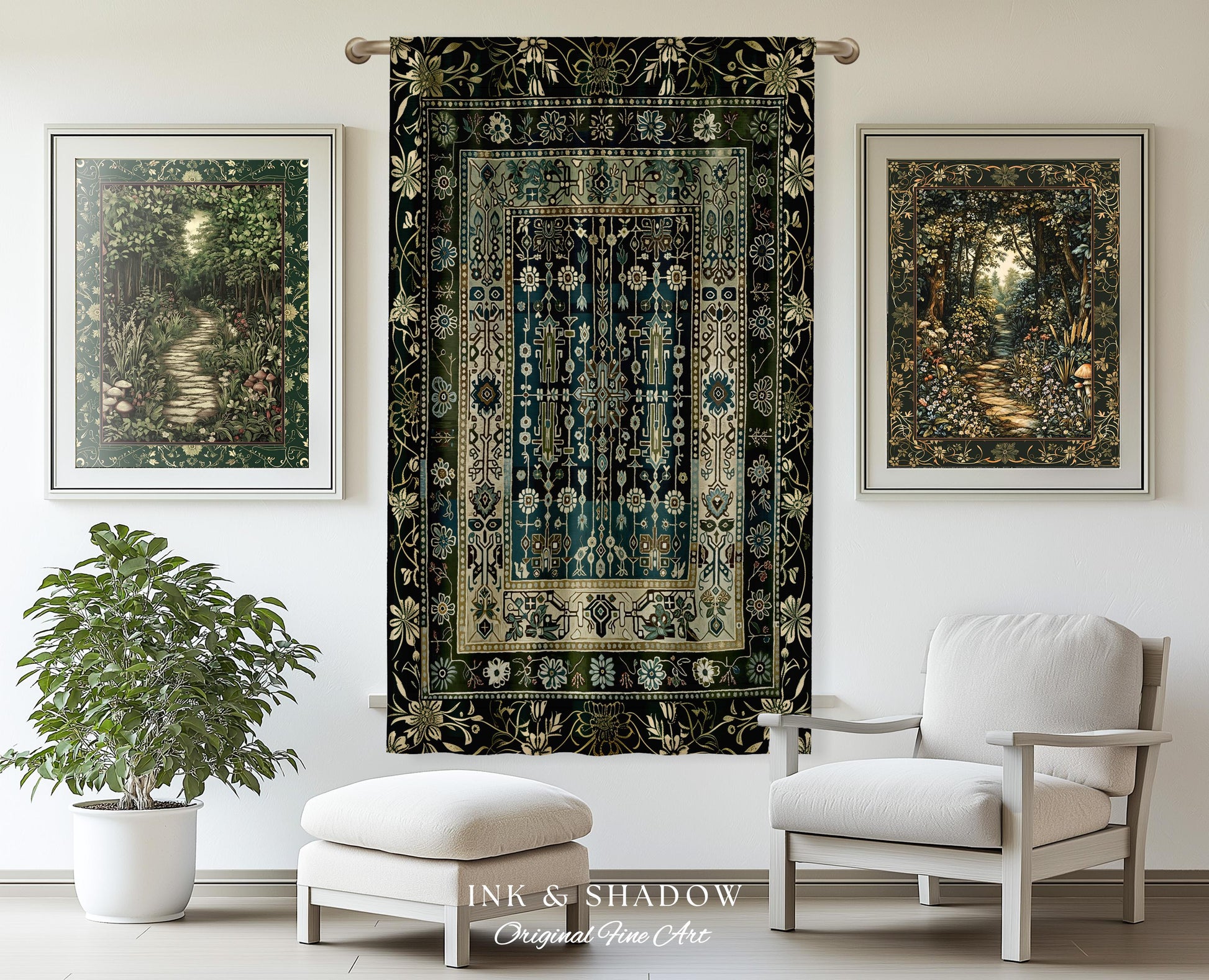 Sage Green Boho Curtains | Aesthetic Living Room Pastel Blue Home Decor Rustic Housewarming Gift Cottagecore Forest Green Bedroom Panel |