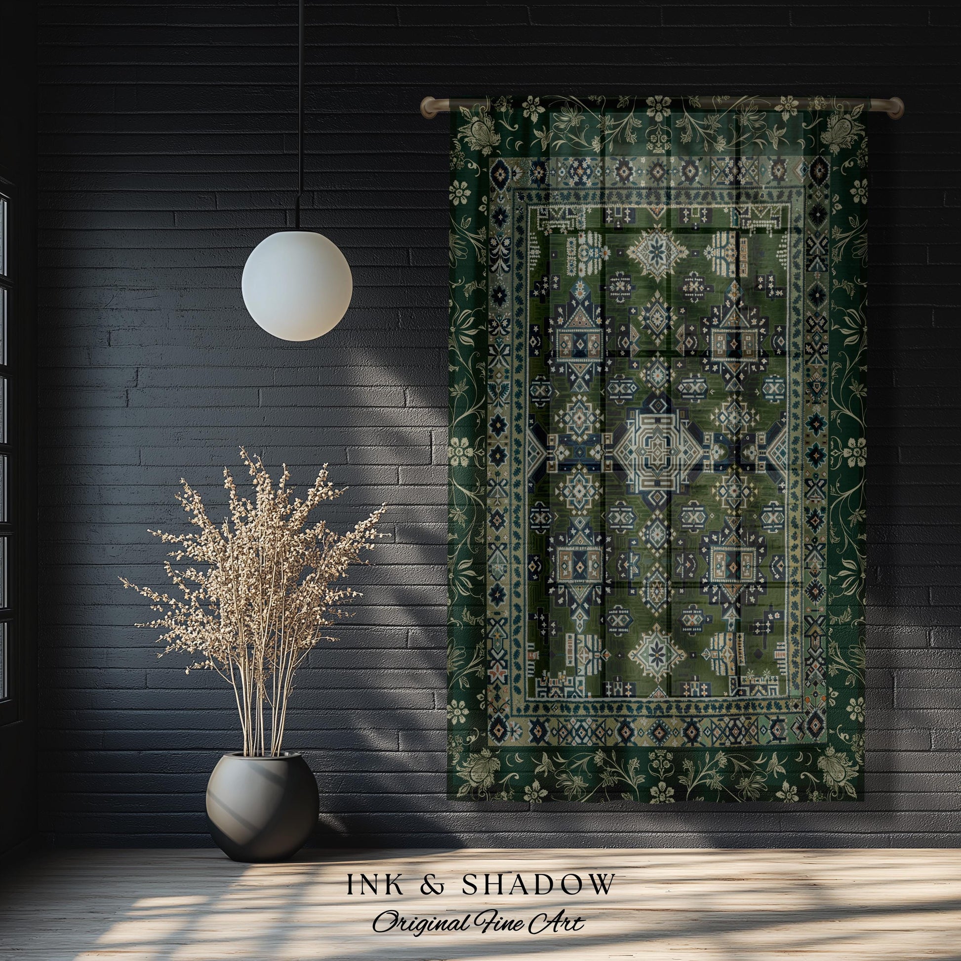 Blue Green Elegant Home Decor Curtain | Rustic Aesthetic Living Room Pastel Drapes Home Decor Housewarming Gift Cottagecore Green Bedroom