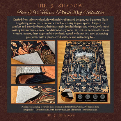 New Custom Rug Velour Style Plush Velveteen Satin Finish Carpet Personalized Decor, Customizable Fine Art Rug Ink and Shadow Large Area Mat