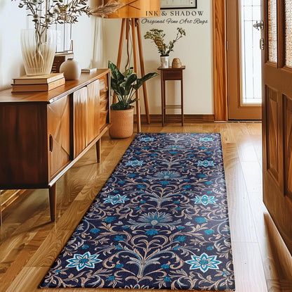 Old World Opulence Indigo Rug | Regal Revivalist Princesscore Accent Rug Dark Fairycore Floral Victorian Romantic Cottagecore Wildflowers |