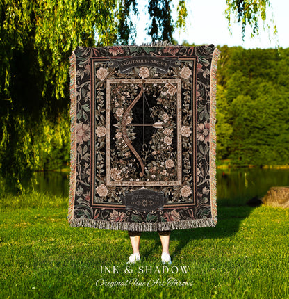 Folklore Inspired Sagittarius Astrology Blanket Rustic Fairycore Constellation Zodiac Tapestry, The Archer Celestial Star Sign Birthday Gift