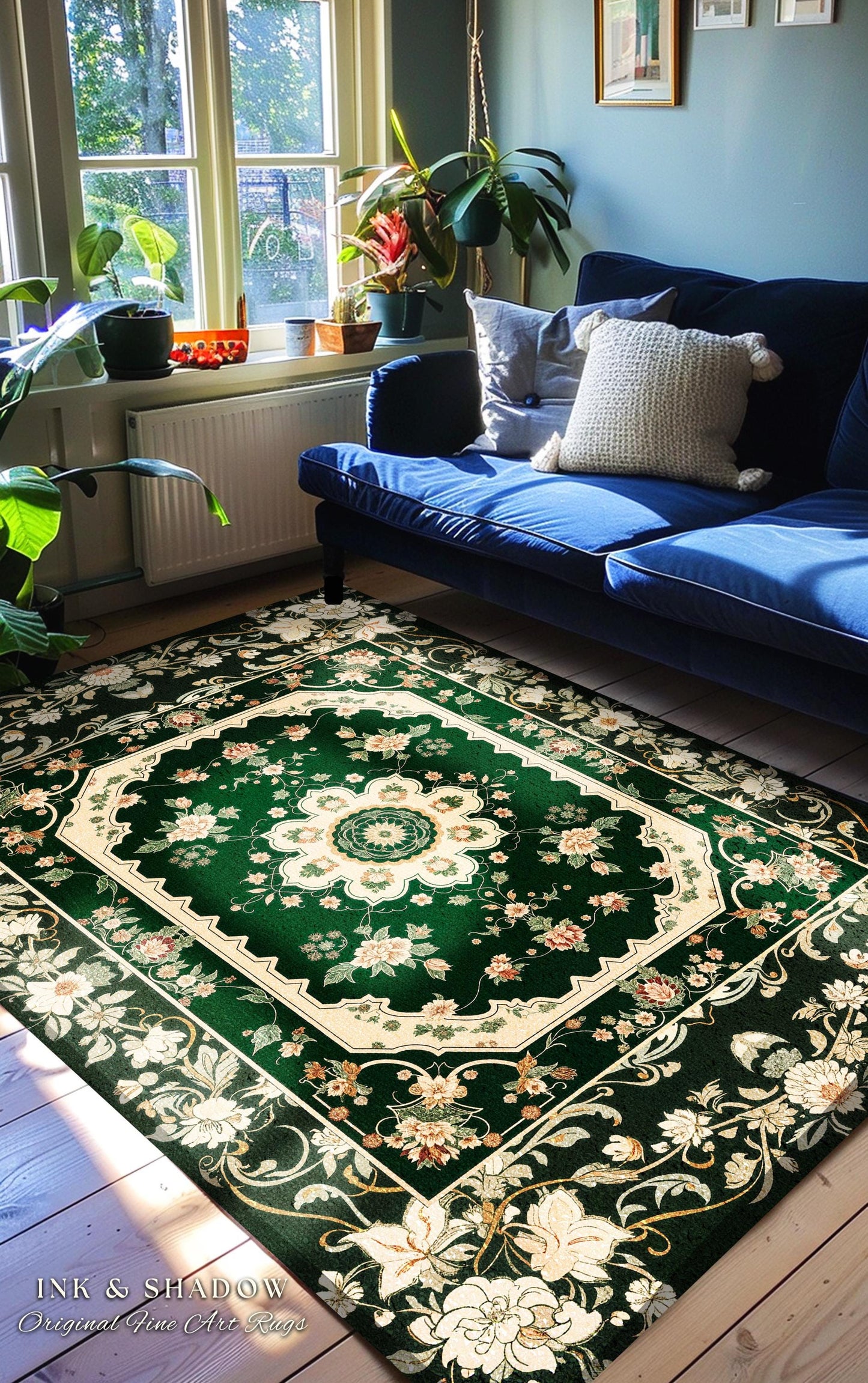 Castlecore Ornate Area Rug | Romantic Baroque Interior Antique Room Aesthetic Art Nouveau Influence Gothic Maximalist Floral Home Accent |