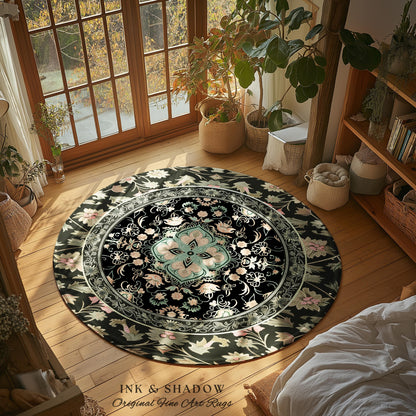 Fairytale Gothic Home Accent Rug | Ornate Baroque Aesthetic Antique Interior Art Nouveau Revival Moody Academic Detailing Victorian Detail