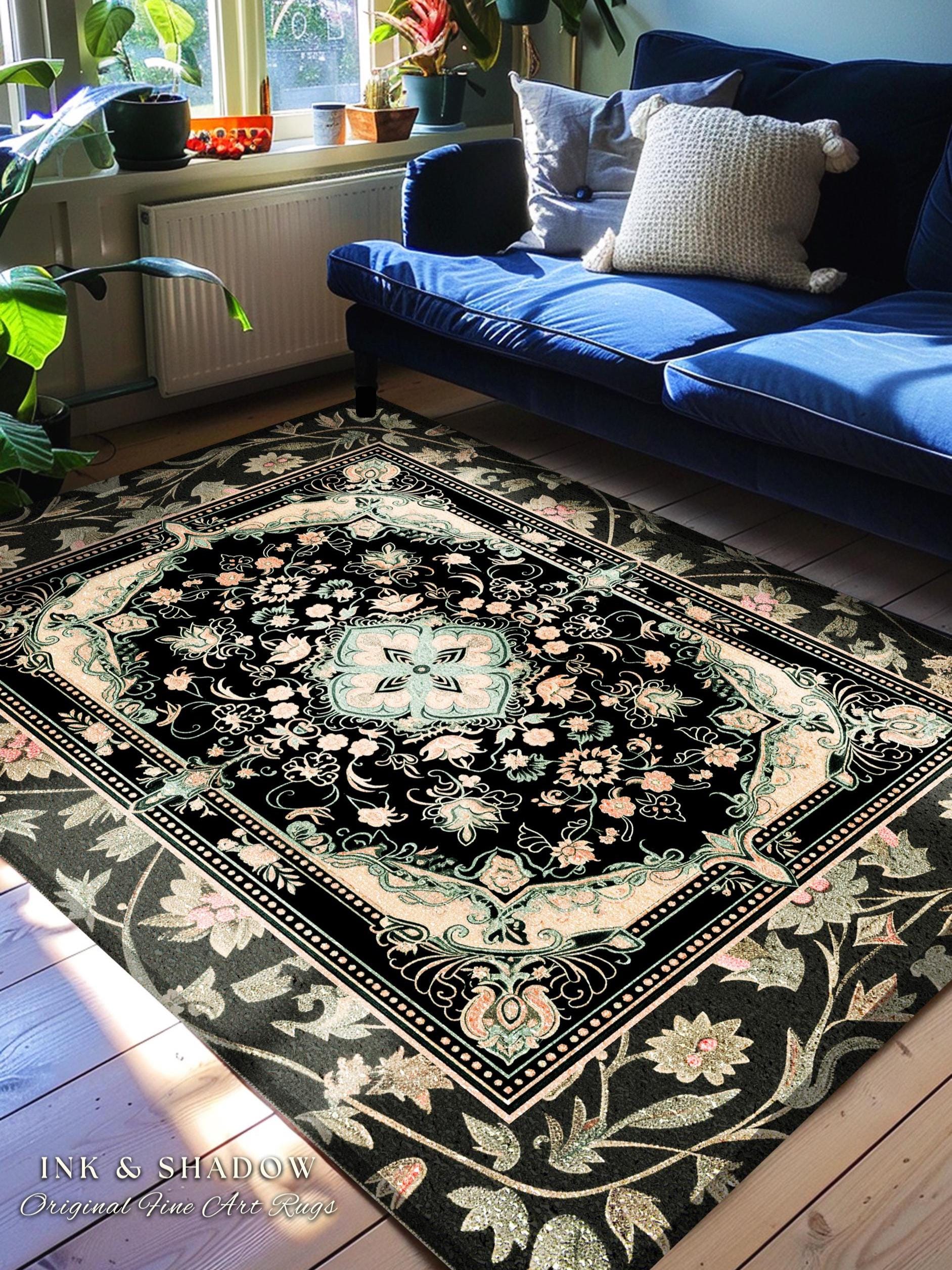 Fairytale Gothic Home Accent Rug | Ornate Baroque Aesthetic Antique Interior Art Nouveau Revival Moody Academic Detailing Victorian Detail