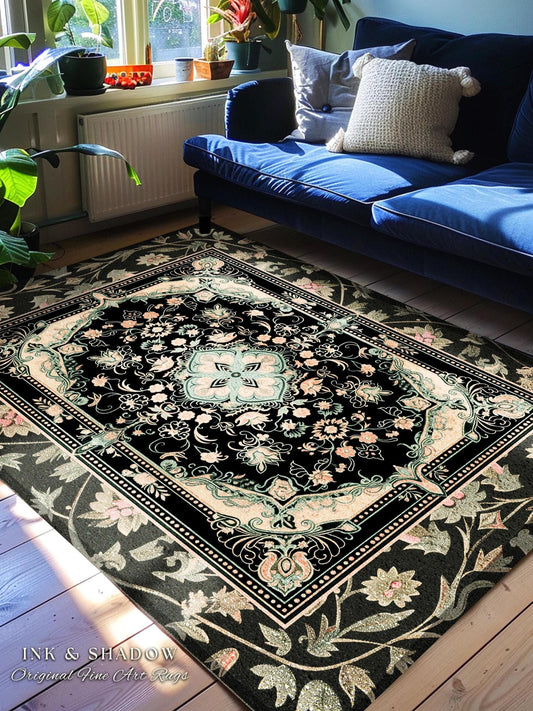 Fairytale Gothic Home Accent Rug | Ornate Baroque Aesthetic Antique Interior Art Nouveau Revival Moody Academic Detailing Victorian Detail