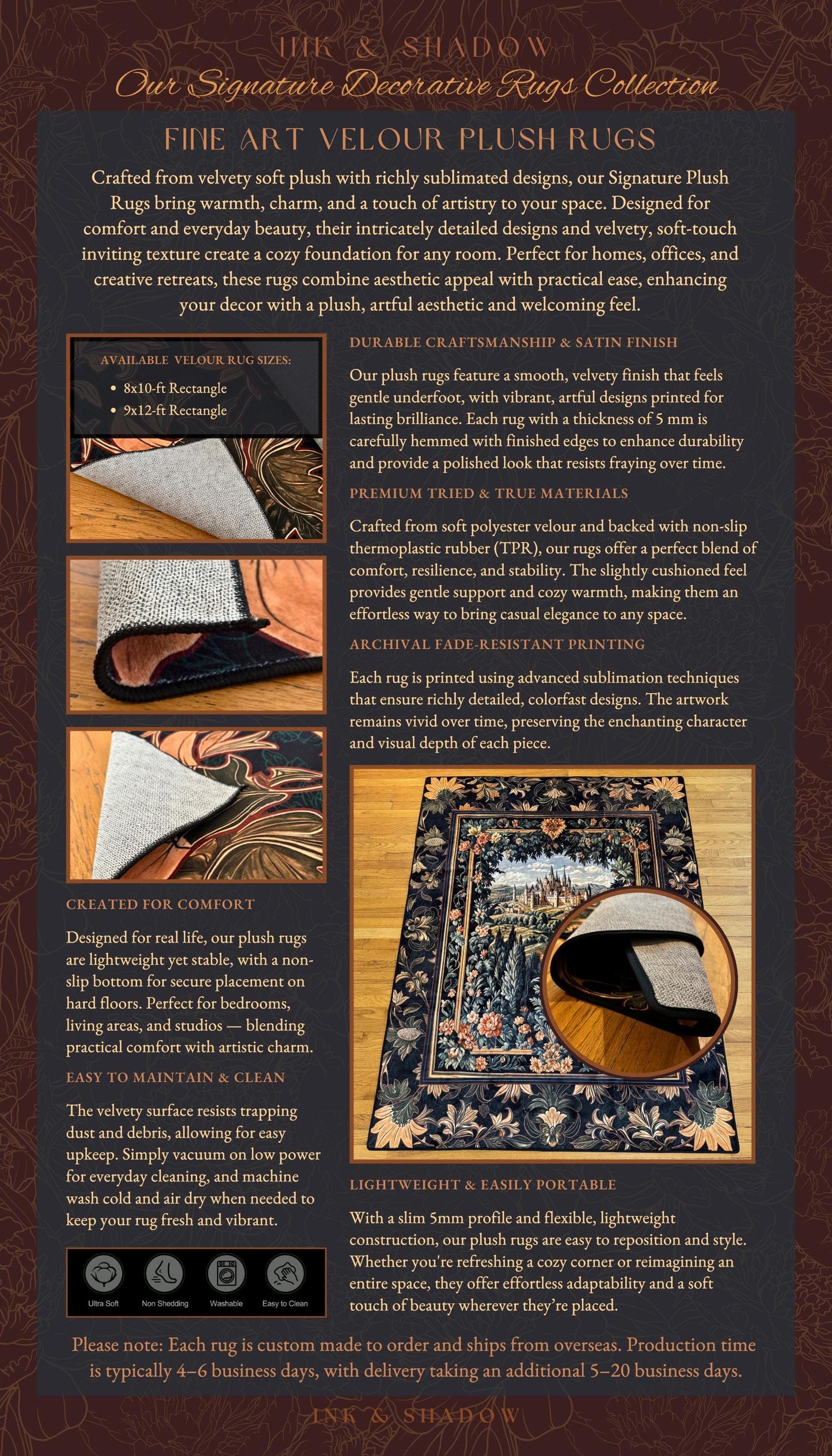 a brochure with a picture of a rug on it