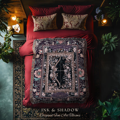 Floral Mystic Sagittarius Zodiac Dark Fairycore Tapestry Blanket Celestial Birthday Gift, The Archer Magic Witchy Whimsy Astrology Art Throw