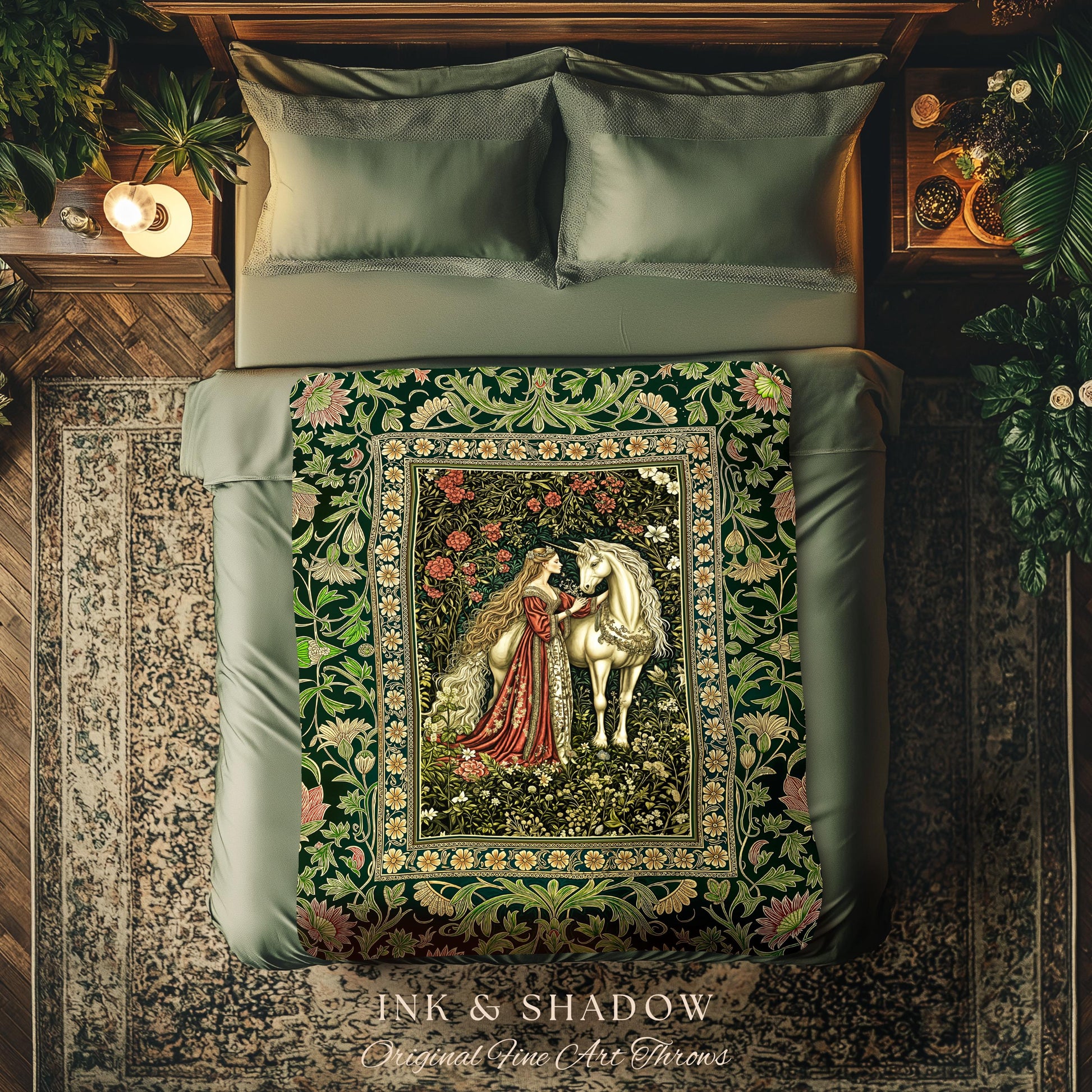 Fantasy Fairytale Princesscore Throw Blanket | Soft Fantasy Regency Cottagecore Bedroom Dark Romantic Tapestry Enchanted Rustic Storybook |