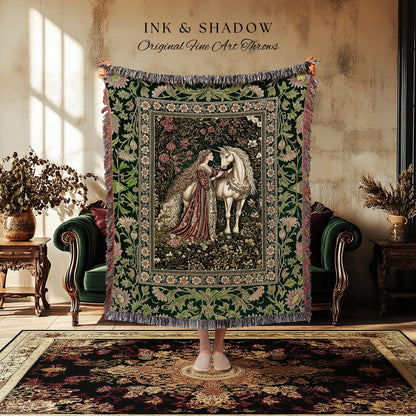Fantasy Fairytale Princesscore Throw Blanket | Soft Fantasy Regency Cottagecore Bedroom Dark Romantic Tapestry Enchanted Rustic Storybook |