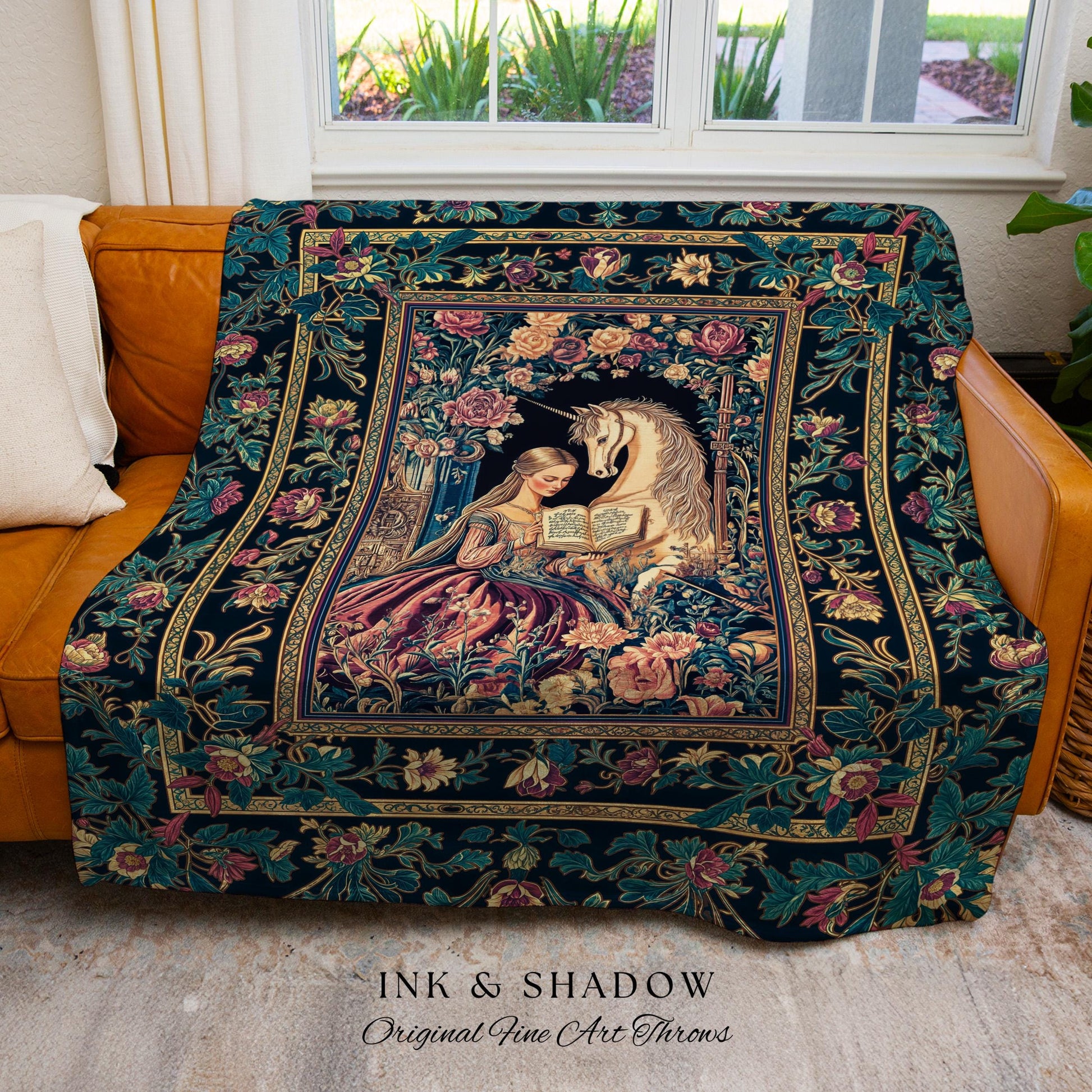 Floral Pastel Medieval Reading Blanket | Coquette Bedroom Whimsical Rococo Fairytale Woven Wall Tapestry Romantic Princesscore Decor Regal |