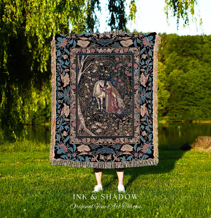 Fairy Forest Floral Maximalist Blanket | Pastel Coquette Light Academia Bedroom Ethereal Forest Spirits Dreamy Fairytale Woven Wall Tapestry