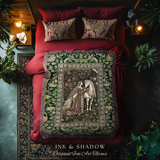 Fantasy Fairytale Princesscore Throw Blanket | Soft Fantasy Regency Cottagecore Bedroom Dark Romantic Tapestry Enchanted Rustic Storybook |