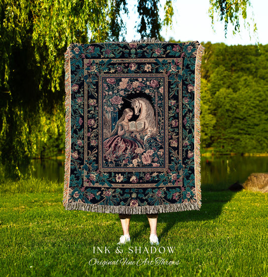 Floral Pastel Medieval Reading Blanket | Coquette Bedroom Whimsical Rococo Fairytale Woven Wall Tapestry Romantic Princesscore Decor Regal |