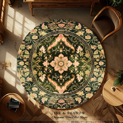 Baroque Elegance Ornate Accent Rug | Whimsical Bohemian Area Rug Classical Ornamental Style Victorian Floral Elegance Art Deco Bedroom Boho