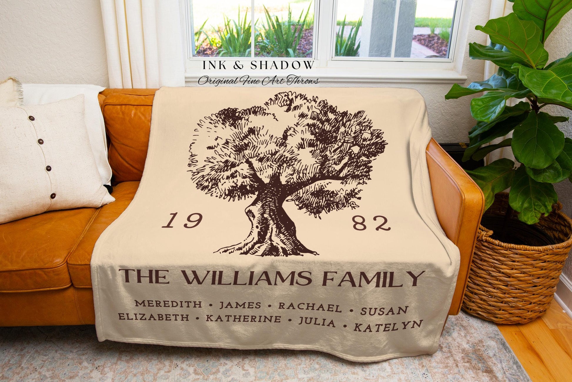 Anniversary Gift Personalized Family Tree Wall Art Blanket Custom Family Gift Meaningful | Wedding Gift Sentimental Gift for Mother in Law |