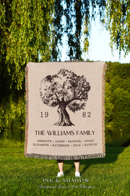 Anniversary Gift Personalized Family Tree Wall Art Blanket Custom Family Gift Meaningful | Wedding Gift Sentimental Gift for Mother in Law |