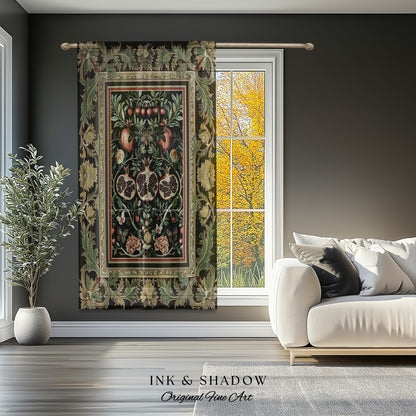 Forestcore Moody Maximalism Pomegranate Curtains Earthy Whimsigoth Aesthetic, Floral Fairycore Grunge Medieval Nature Inspired Drapes Gothic