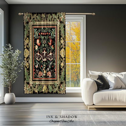 Forestcore Moody Maximalism Pomegranate Curtains Earthy Whimsigoth Aesthetic, Floral Fairycore Grunge Medieval Nature Inspired Drapes Gothic