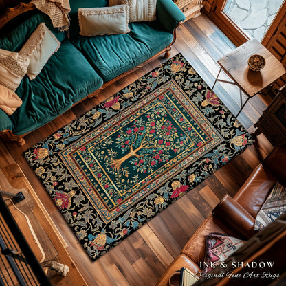 Blooming Roses Romantic Rococo Area Rug | Vintage Botanical Accent Rug Ornate Border Victorian Folk Art Medieval Maximalist Room Decor |
