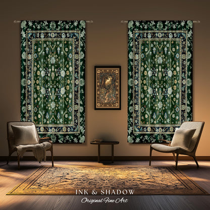 Muted Green Boho Curtains | Rustic Aesthetic Living Room Pastel Green Home Decor Housewarming Gift Cottagecore Green Bedroom Blackout Panel