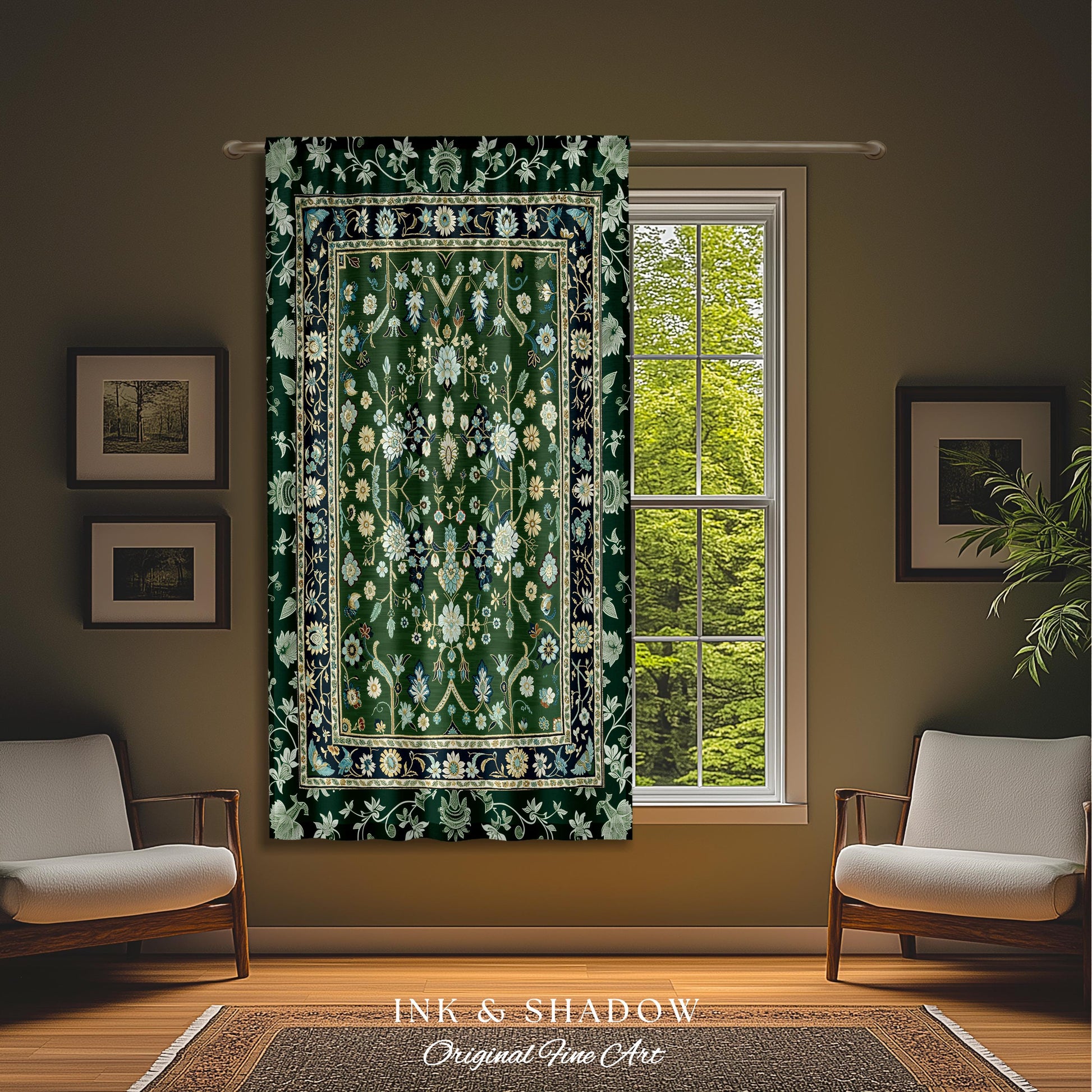 Muted Green Boho Curtains | Rustic Aesthetic Living Room Pastel Green Home Decor Housewarming Gift Cottagecore Green Bedroom Blackout Panel