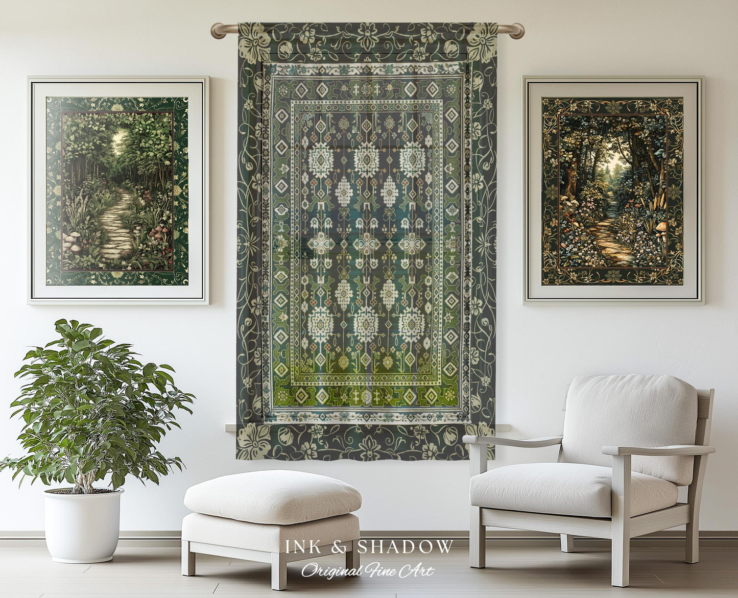 Forest Green Curtains Boho Decor Rustic Aesthetic Living Room Sage Green Home Decor | Housewarming Gift Cottagecore Bedroom Window Panels |