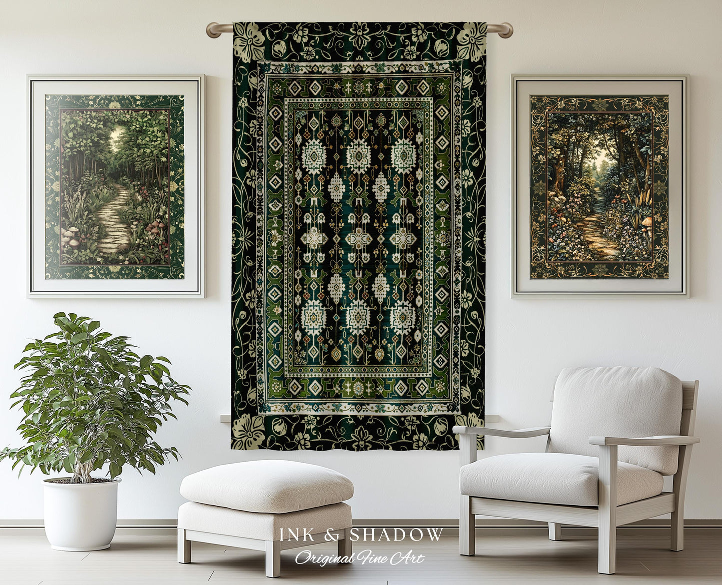 Forest Green Curtains Boho Decor Rustic Aesthetic Living Room Sage Green Home Decor | Housewarming Gift Cottagecore Bedroom Window Panels |