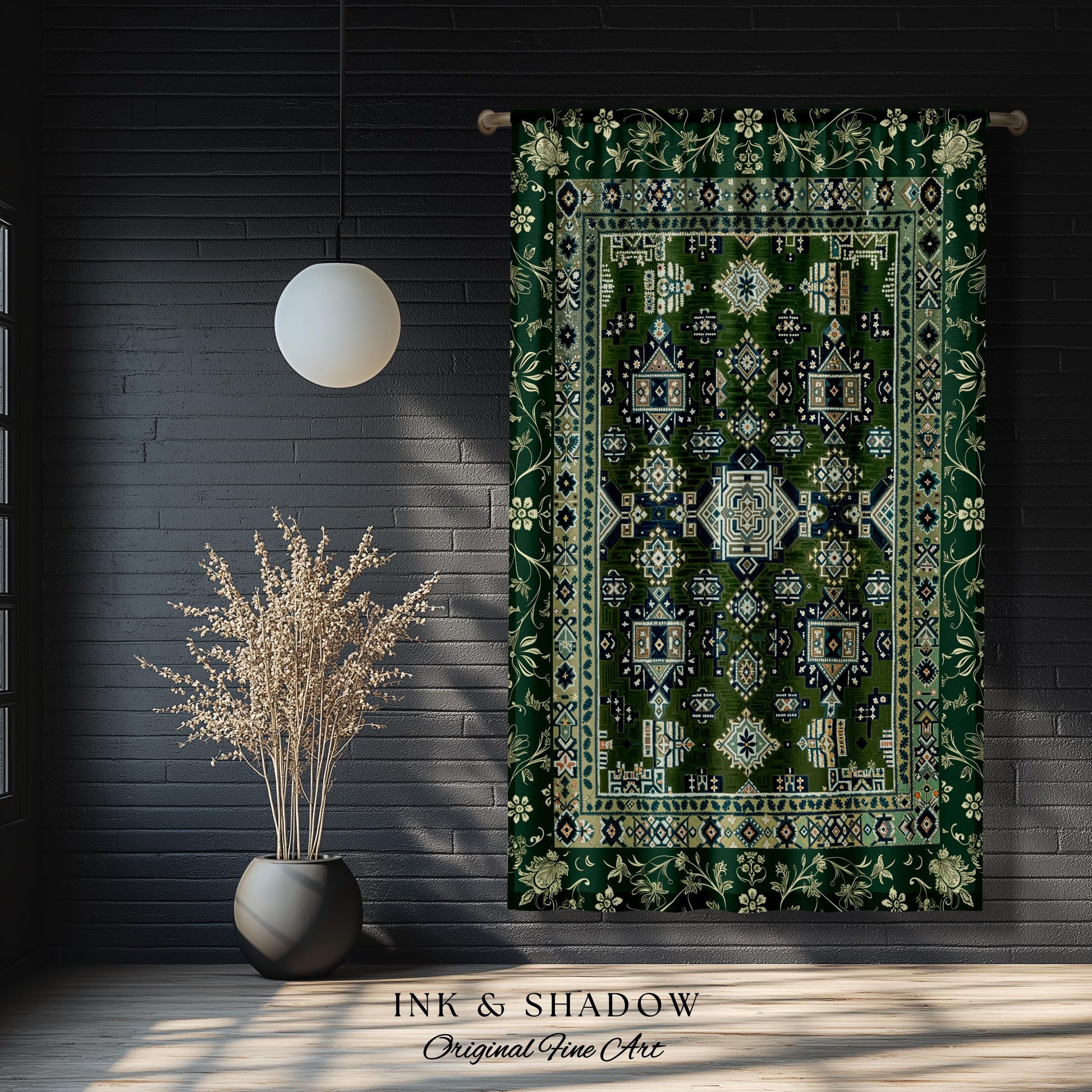 Blue Green Elegant Home Decor Curtain | Rustic Aesthetic Living Room Pastel Drapes Home Decor Housewarming Gift Cottagecore Green Bedroom