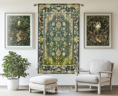 Ornate Emerald Green Curtains | Bohemian Style Cottagecore Drapes Hippie Aesthetic Forest Green Detail Vibrant Color Bedroom Decor Retro |