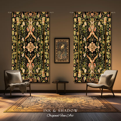 Baroque Elegance Ornate Curtains | Whimsical Bohemian Drapes Classical Ornamental Style Victorian Floral Elegance Art Deco Bedroom Boho |