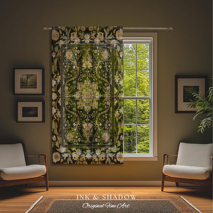 Pastel Botanicals Elegant Curtains | Bohemian Ornate Cottagecore Baroque Home Drapes Whimsical Bohemian Classic Floral Elegance Art Deco |