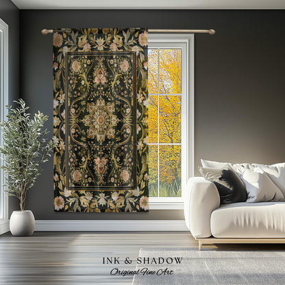 Pastel Botanicals Elegant Curtains | Bohemian Ornate Cottagecore Baroque Home Drapes Whimsical Bohemian Classic Floral Elegance Art Deco |