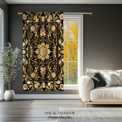 Pastel Botanicals Elegant Curtains | Bohemian Ornate Cottagecore Baroque Home Drapes Whimsical Bohemian Classic Floral Elegance Art Deco |