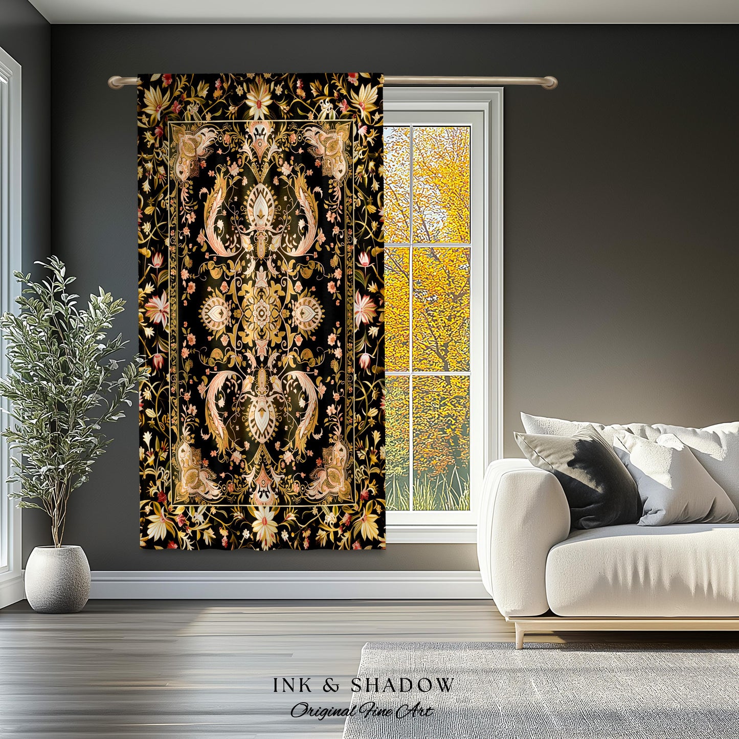 Modern Royal Aesthetic Curtains | Ethereal Florals Pastel Whimsical Cottagecore Trendy Dark Academia Accent Drapes Bohemian Retro Art Deco |