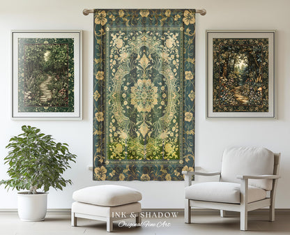Rococo Revival Emerald Green Curtains | Rustic Maximalist Dark Academia Vintage Window Drapes Victorian Gothic Aesthetic Unique Decorative