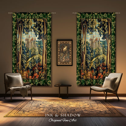 Fairytale Aesthetic Castle Drapes Fairycore Folklore Inspired Decor | Magical Woodland Bedroom Whimsigothic Ethereal Forest Window Curtains