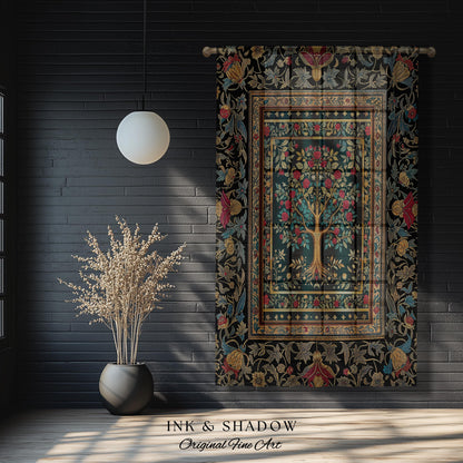 Blooming Roses Romantic Rococo Curtains | Vintage Botanical Accent Drapes Ornate Border Victorian Folk Art Medieval Maximalist Room Decor |