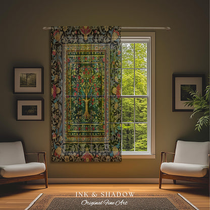 Blooming Roses Romantic Rococo Curtains | Vintage Botanical Accent Drapes Ornate Border Victorian Folk Art Medieval Maximalist Room Decor |
