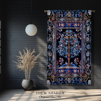 Dark Woodland Rich Baroque Tree of Life Curtain | Intricate Garden Decor Romantic Baroque Floral Accent Morris Inspired Woodland Drapes |